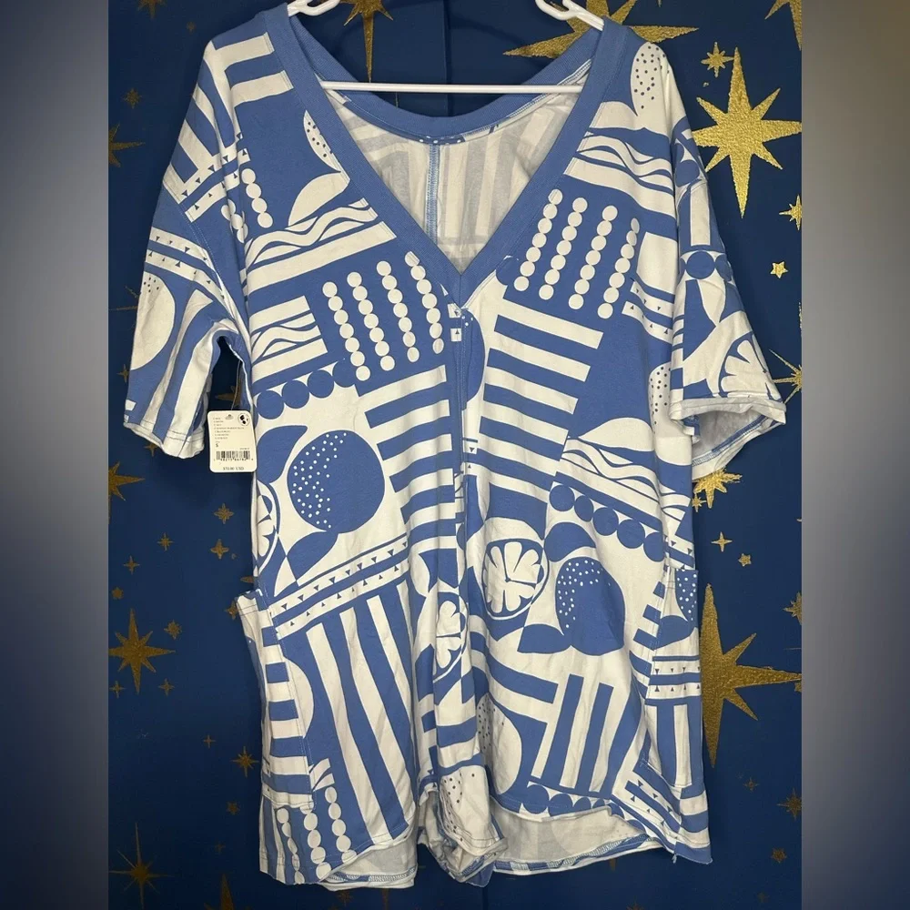 NWT FP Movement by Free People Printed Graphic Hot Shot Tee Shirt Romper S - Picture 7 of 8